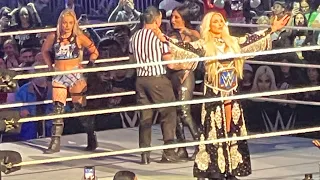 Charlotte v Sonya Deville v Liv Morgan Smackdown Womens Champion match at WWE ROAD to WM LIVE at MSG