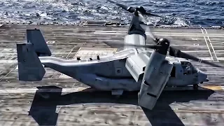 MV-22 Osprey Takeoff & Landing on Aircraft Carrier