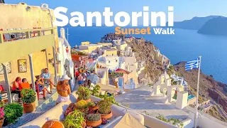 Santorini, Greece 🇬🇷 - September 2022 - 4K HDR Sunset Walking Tour  (▶49min)