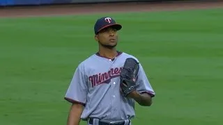 MIN@ATL: Santana fans six over seven scoreless frames