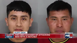 2 men arrested, accused of attacking man with hatchet