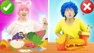 Healthy Food 🍅🥦 vs Junk Food Song 🌭🍔 - Nursery Rhymes & Kids Songs | Hahatoons Songs