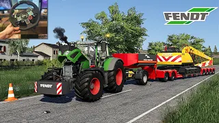 Farming Simulator 19 - Fendt Vario 700 ONE Transports a GIANT EXCAVATOR | Logitech G29 gameplay