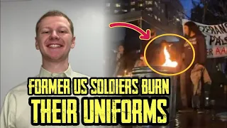 Former US soldiers burn their uniforms