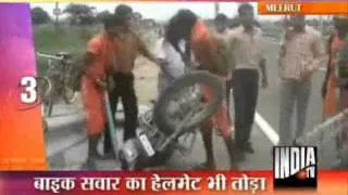 Enraged Kawarias Smash Motorbike In Meerut