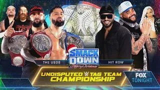 The Usos Vs Hit Row Campeonatos Unificados en Parejas de WWE - WWE Smackdown 23/12/2022 (En Español)