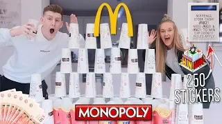 £100,000 MCDONALDS MONOPOLY CHALLENGE WITH GIRLFRIEND!! 250+ STICKERS