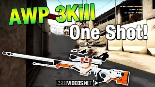 AWP 3 Kills with 1 Shot through Smoke | CS:GO