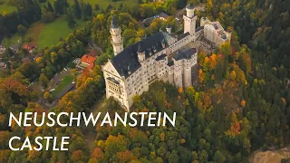 Neuschwanstein Castle in Germany: Beautiful Aerial Drone Stock Video Footage [4K]
