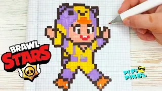 РАДОСТНАЯ ПЧЕЛКА BEA из ИГРЫ BRAWL STARS РИСУНКИ ПО КЛЕТОЧКАМ - PIXEL ART