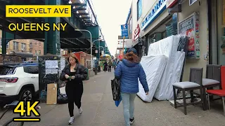 WALKING ROOSEVELT AVE QUEENS NEW YORK [4K] USA (03 18, 24)!!!