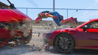 GTA 5 Iron Spiderman No Seatbelt Car Crashes - Spider-Man Ragdolls Compilation #1 (Euphoria physics)