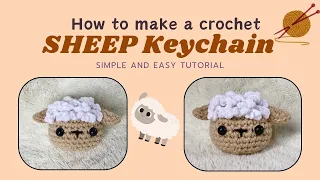 HOW TO CROCHET SHEEP KEYCHAIN AMIGURUMU TUTORIAL easy for beginners | step-by-step pattern