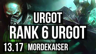 URGOT vs MORDEKAISER (TOP) | Rank 6 Urgot, Legendary, 900K mastery, 11/4/9 | NA Grandmaster | 13.17