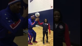 Simone Biles Meets the Harlem Globetrotters