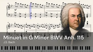 Bach Minuet in G Minor BWV Anh. 115 - Piano