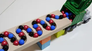 Marble Run Race  ☆ HABA Slope, Dump Truck & Garbage Truck