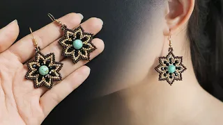 Flower earrings. DIY beaded earrings. How to make jewelry