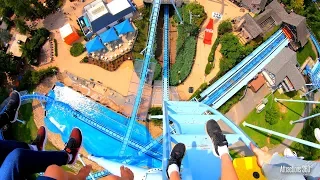 Dive Coaster - Near-Vertical Drops  - Griffon Coaster at Busch Gardens Theme Park