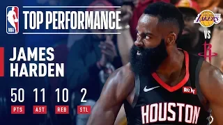 James Harden EXPLODES for 50-Point Triple-Double In Win Over Lakers | December 13, 2018