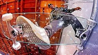 GLASS SKATEBOARD DROP IN?!