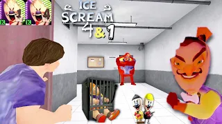Ice Scream 4 & 1 Rod is Neighbour | Ice Scream 4 & 1 New Mod Full Gameplay