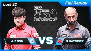 Last 32 - Jun Hyuk SON vs Semih SAYGINER (Seoul World Cup 3-Cushion 2022)