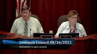 Special Common Council Meeting 8-16-2022