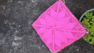 Crochet square 3D leaf motif/ crochet square 3D flower / crochet square leaf motif / crochet 3D leaf