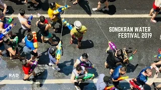 Songkran Festival 2019! Thai Water Fight Party in Bangkok, Thailand.