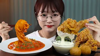 ASMR ROSE PASTA & FRIED CHICKEN🍝🍗 | COOKING & MUKBANG | EATING SOUNDS