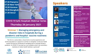 COVID-19 Safe Hospital Webinar Series: 1. Managing pandemic risks in health facilities