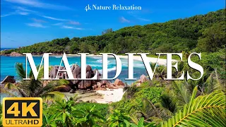 VOLANDO SOBRE MALDIVAS (4K UHD) Hermoso paisaje natural con música relajante (4K Video Ultra HD)