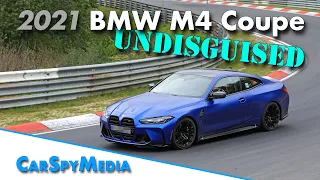 Undisguised 2021 BMW G82 M4 Coupe testing at the Nürburgring in Frozen Blue and Black