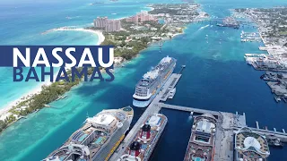 5 Cruise Ships docked in Nassau - 4K DRONE FOOTAGE