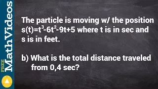 Learn how to find the total distance traveled particle motion
