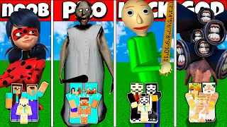 Minecraft Battle FAMILY LADYBUG GRANNY BALDI SIREN HEAD HOUSE NOOB vs PRO vs HACKER vs GOD Animation