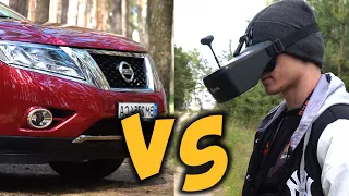 FPV-дрон против Nissan Pathfinder.