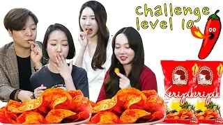 REAKSI ORANG KOREA CHALLENGE MAICIH 10/SPICY CHIP MUKBANG/인도네시아 매운과자 먹방