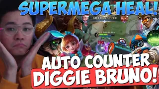 EXTRA MEGA HEAL, MINO + ANGELA + IXIA MELAWAN DIGGE BRUNO !! - Mobile Legends