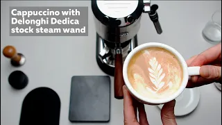 Latte Art Cappuccino with Delonghi Dedica stock steam wand