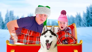 Nastya and Dad Christmas and New Year story for kids