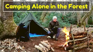 Camping Alone in the forest in a Canvas Tent | Bushcraft Skills | Dutch Oven Cooking | Solo Camping