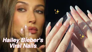 HOW TO DO HAILEY BIEBER’S VIRAL “GLAZED DONUT” NAILS *EASY*