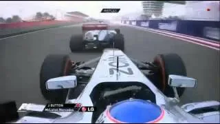 F1 Bahrain Grand Prix 2013 - Button Double Slipstream Behind Perez and Rosberg