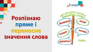 Розпізнаю пряме і переносне значення слова. М. Вашуленко. 3 клас