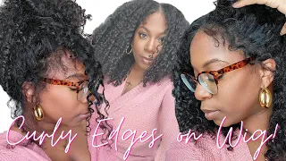 They Make CURLY EDGES Now!? Let's Try! Loose Curly Fitted Glueless Wig *Updo Style* OMGHERHair