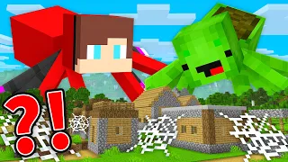 Mikey and JJ SPIDERS Attacked The Village in Minecraft (Maizen)