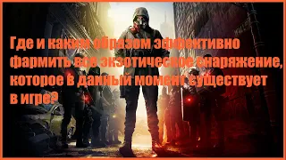 Где и каким образом эффективно фармить все экзотическое снаряжение? | Экзотика | The Division 2