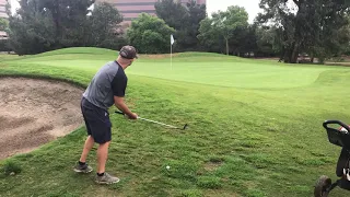 Golfer hits Phil Mickelson like flop chip off terrible weedy lie by open face and using the bounce